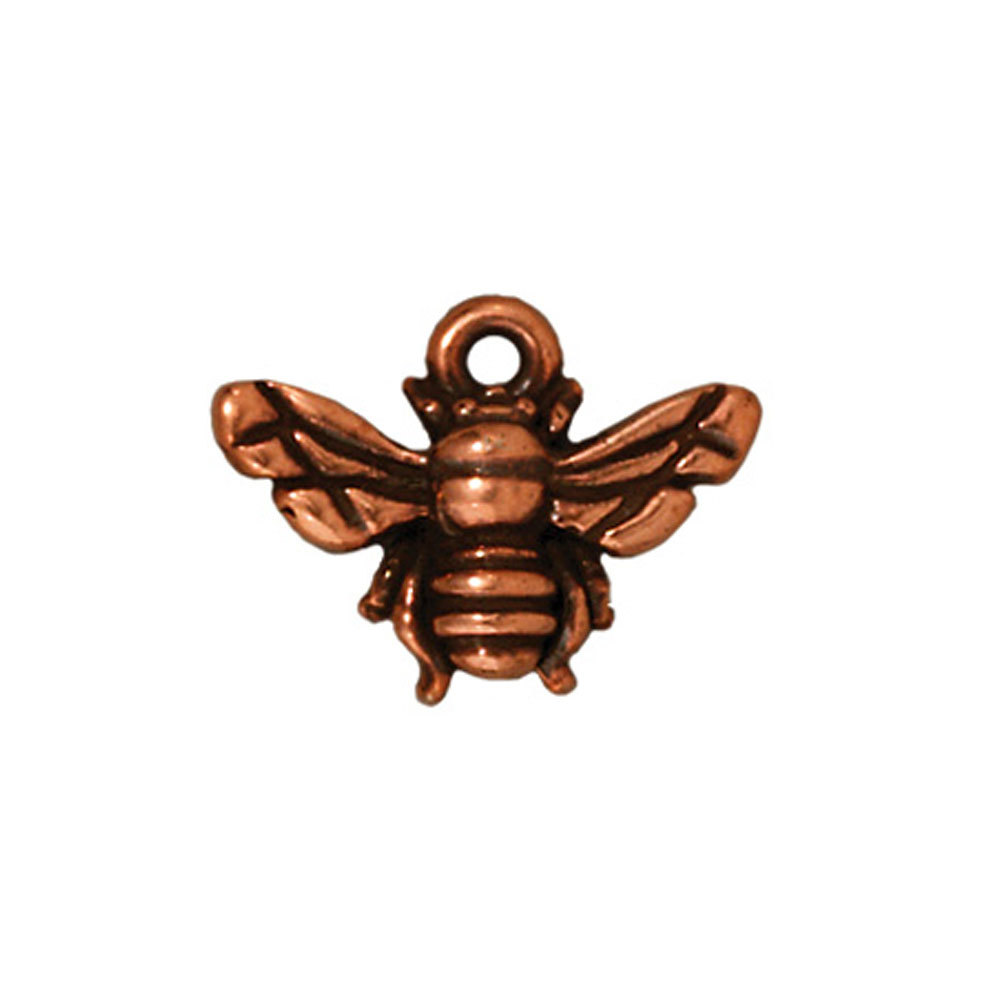 Charms & Solderable Accents Honeybee Charm, Copper Plated Pewter, 15.7mm